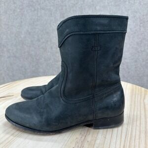 Frye Carson Shortie Black Leather Western Ankle‎ Boots 7B Cowgirl Rodeo